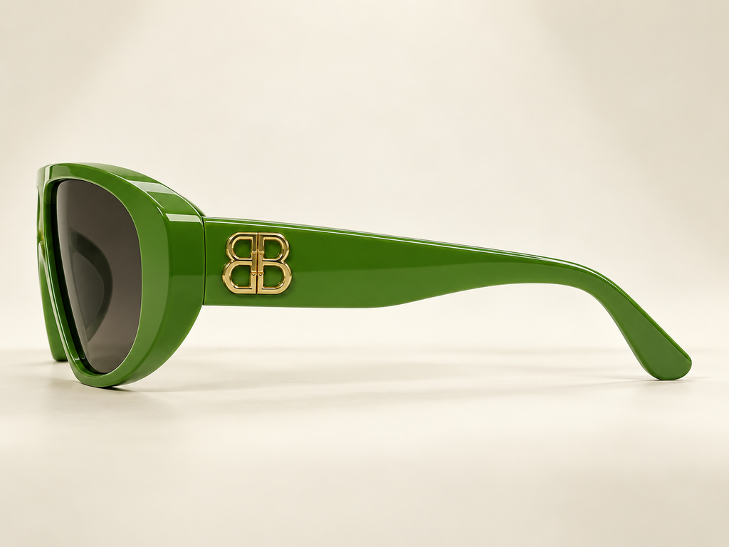Avant-Garde Green Shield Luxury Sunglasses