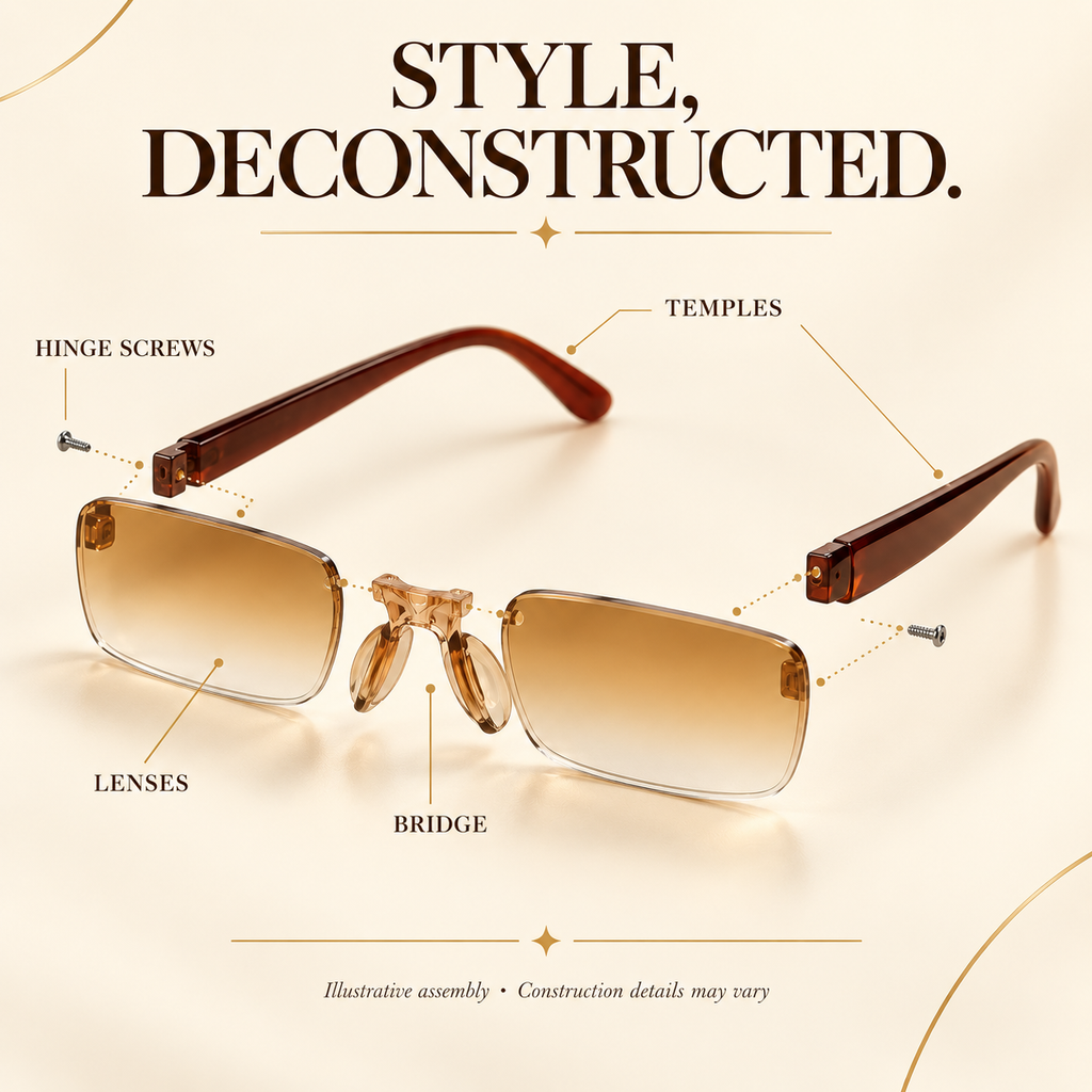 Aero Rimless Rectangle Sunglasses – Warm Amber Gradient