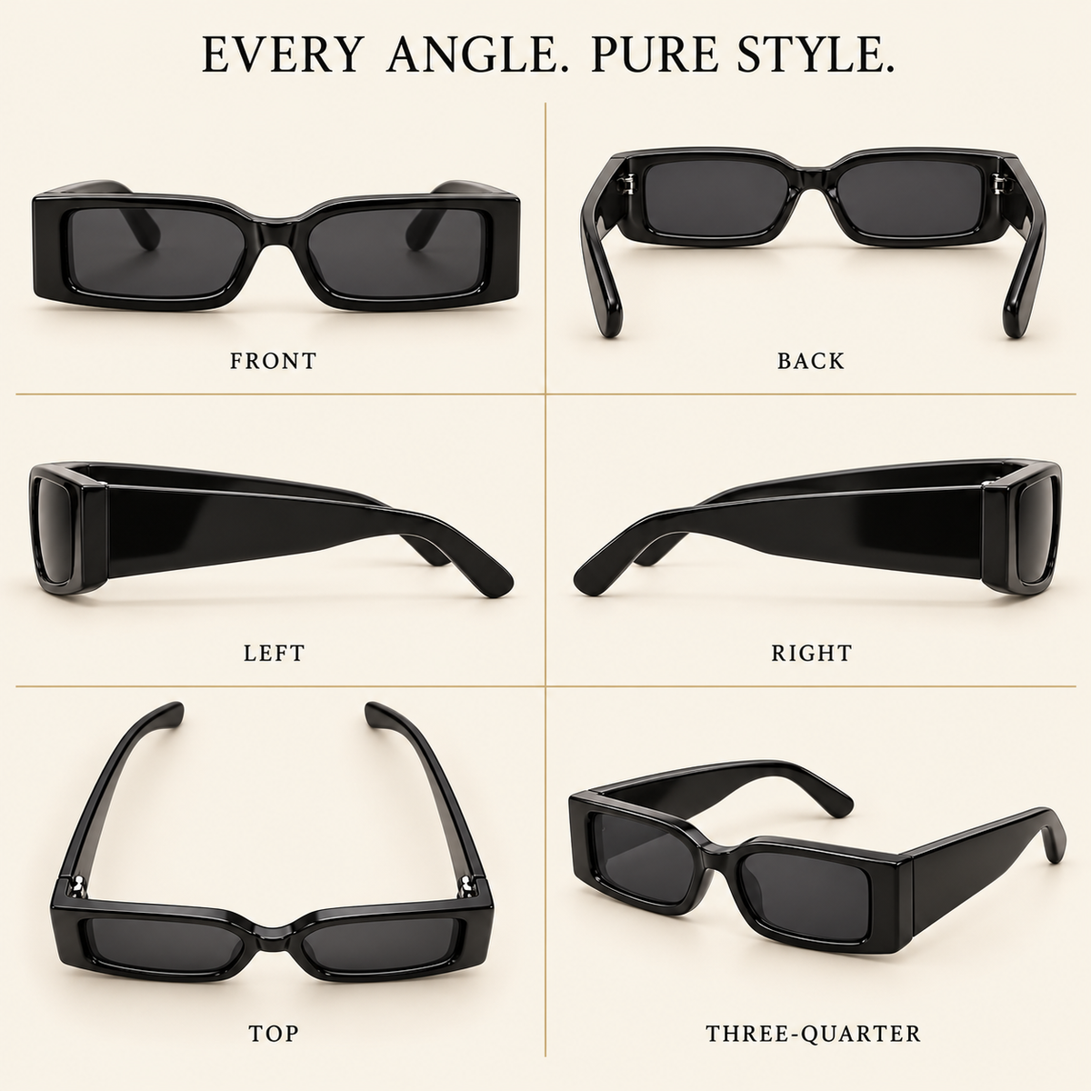 Nero Square Aviator Sunglasses – Premium Bold Black Frame