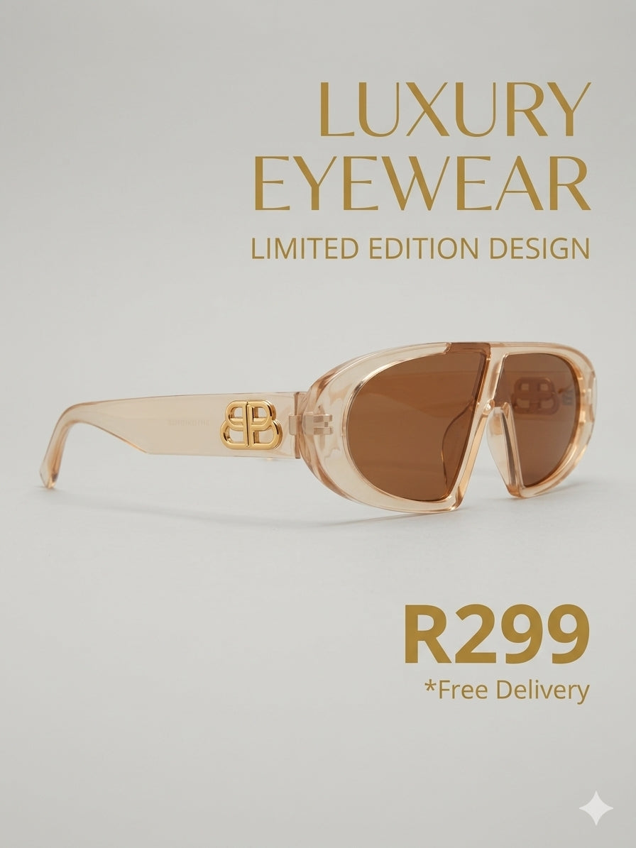 Halo Futuristic Aviator Sunglasses – Translucent Nude & Brown Tint