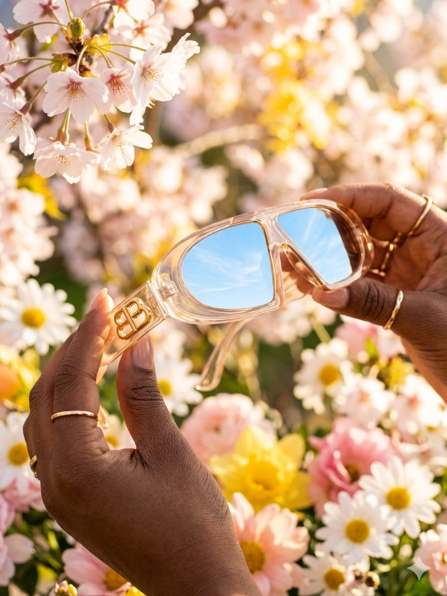 Halo Futuristic Aviator Sunglasses – Translucent Nude & Brown Tint
