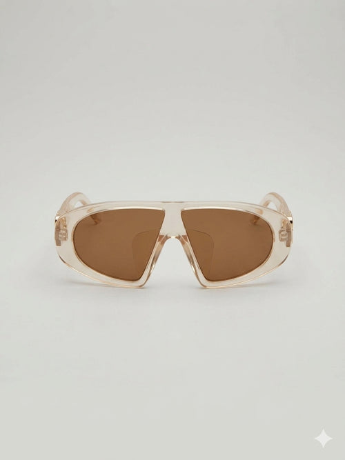 Halo Futuristic Aviator Sunglasses – Translucent Nude & Brown Tint