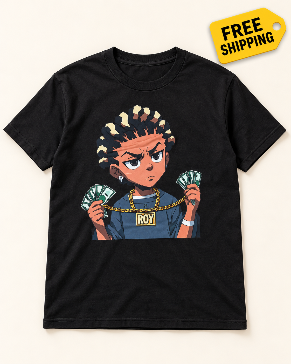 The Boondocks Riley Freeman Graphic T-Shirt – Urban Cartoon Streetwear Black Tee