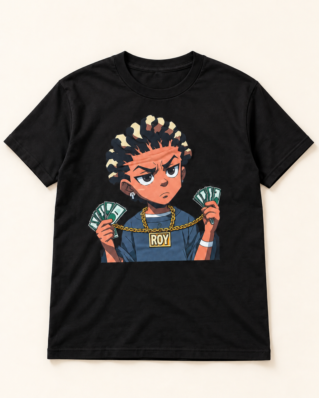 The Boondocks Riley Freeman Graphic T-Shirt – Urban Cartoon Streetwear Black Tee