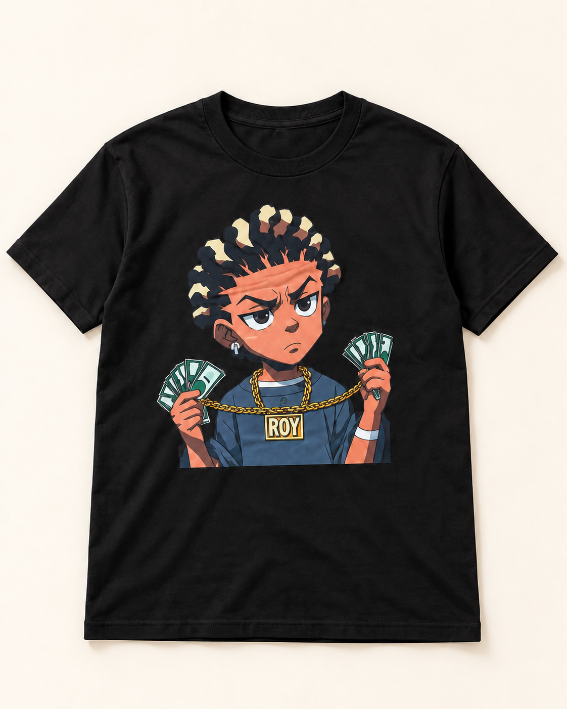 The Boondocks Riley Freeman Graphic T-Shirt – Urban Cartoon Streetwear Black Tee