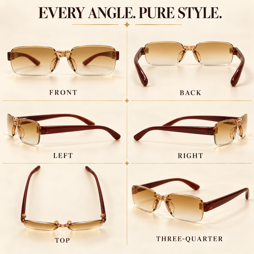 Aero Rimless Rectangle Sunglasses – Warm Amber Gradient