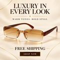 Aero Rimless Rectangle Sunglasses – Warm Amber Gradient