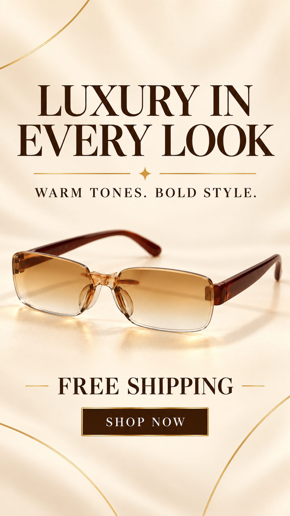 Aero Rimless Rectangle Sunglasses – Warm Amber Gradient